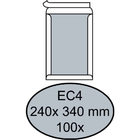 Envelop Quantore bordrug EC4 240x340mm zelfkl. wit 100stuks