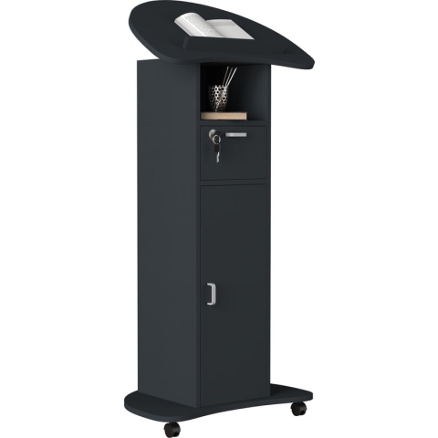 VCM Houten Staand Bureau Lessenaar Mobiele Staande Tafel Rolbare Wielen Lade Redola Deur Houten Staand Bureau Lessenaar Mobiele Staande Tafel Rolbare Wielen Lade Redola Deur