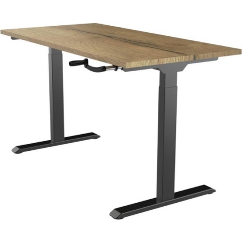 Office Hero® Cosmic Slinger- Zit sta bureau in hoogte verstelbaar zwart frame - Game bureau - Computertafel - Werktafel - 140x80 - Natuur eik