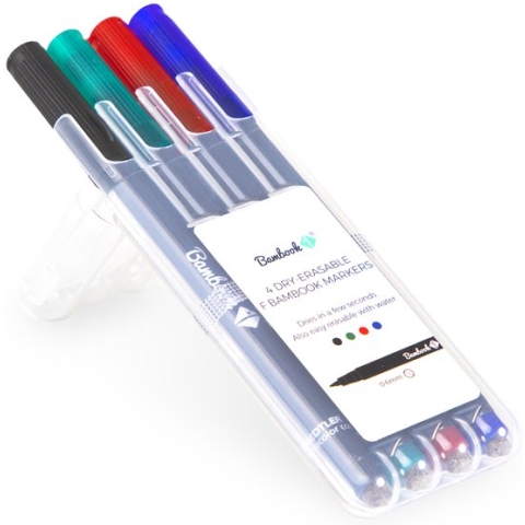 Bambook Stiftenset 4 kleuren: zwart, blauw, groen, rood - Schrijfdikte 1mm (M) - De uitwisbare pen voor jouw Bambook notitieboek