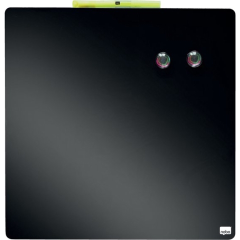 Nobo Droog Uitwisbaar Mini Magnetisch Whiteboard - Inclusief Whiteboard Marker, Magneten en Montagestickers - 36 x 36 cm - Zwart