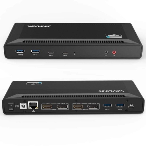 Thunderbolt 3 en USB-C Universal Docking Station met twee HDMI en Displayport uitgangen (100W)