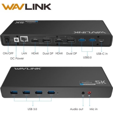 Wavlink USB-C Universal Docking Station met Dual 4K Display voor laptop of MacBook