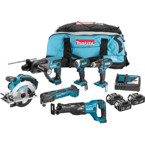 Makita Accu Combiset DLX6038T - 18 V - Combiset - Voor Divers Zaag-, Boor- En (Slag)Schroefwerk