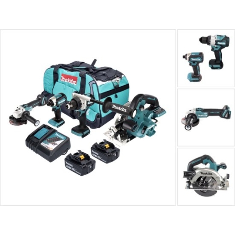 Makita DLX4156TX1 Accu Combiset 4-delig 18V 5.0Ah in Tas
