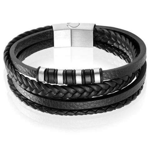 Mendes Heren armband - 21 cm - Zwart