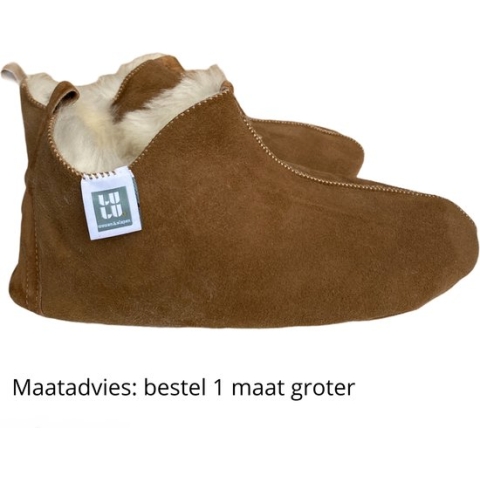 LuLu- Leren sloffen / pantoffels gevoerd met Schapenvacht - Maat 44