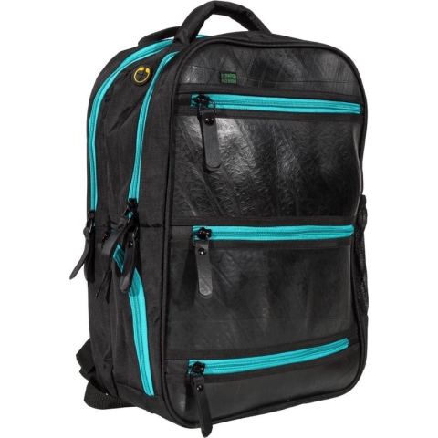 Ecowings Black Tiger rugzak van autoband - met turquoise rits