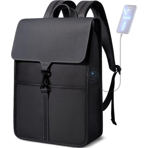 Rugzak voor dames en heren, pc-rugzak, waterdicht, casual, elegant, voor computer, school, reizen, werk, winkelen, zwart, Grijs, L