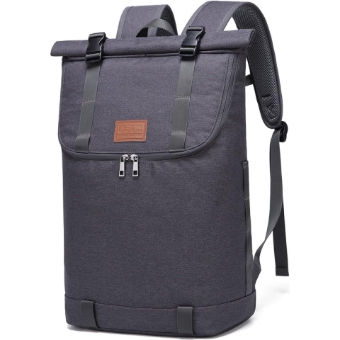Laptop Rugzak Voor Mannen Vrouwen Past 15.6 Inch Laptop Roll Top Waterdicht Reizen Wandelen Rugzak Lichtgewicht Casual Dagrugzak Casual Daypack Oxford Stijlvol Schooltas