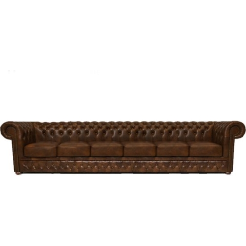 Chesterfield Bank First Class Leer | 6-zits | Cloudy Rood | 2 tot 4 weken levertijd
