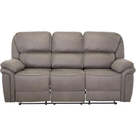 Saranda bank 3 persoons recliner PU kunstleer grijs.