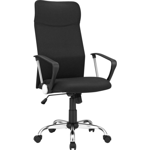 Bureaustoel, Ergonomische Bureaustoel, Draaistoel, Gestoffeerde Zitting, Stoffen Bekleding, İn Hoogte Verstelbaar En Kantelbaar, Tot 120 Kg Draagvermogen, Zwart