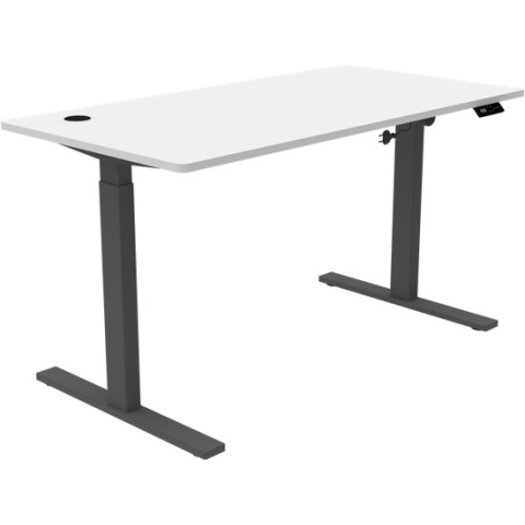 Zit sta bureau elektrisch verstelbaar | 140x70 cm | frame zwart - blad wit | Memory bediening