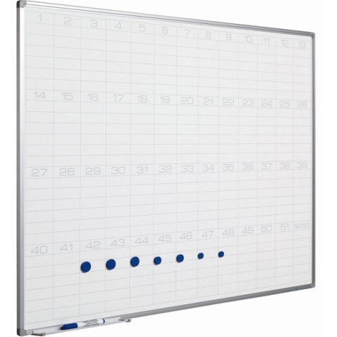 Whiteboard PRO - Geëmailleerd staal - Weekplanner - Maandplanner - Jaarplanner - Magnetisch - Wit - 60x90cm