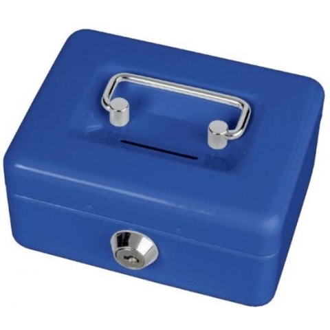 Geldkist MAUL met muntgleuf en slot 125x95x60mm blauw