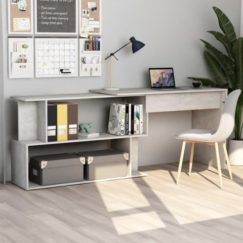vidaXL-Hoekbureau-200x50x76-cm-bewerkt-hout-betongrijs
