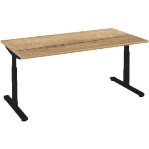 Offeco  Bureau Lobo  - Verstelbaar - Bureaus - Bureau - Kantoormeubels - Game bureau - height adjustable desk - Gaming desk - computertafel - Thuiswerken - 200x80cm - Zwart - Natuur eiken-- blad-  onderstel- x80