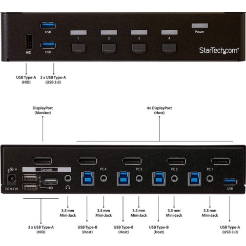 StarTech 4-Poorts DisplayPort KVM Switch - USB 3.0 - 4K 30Hz