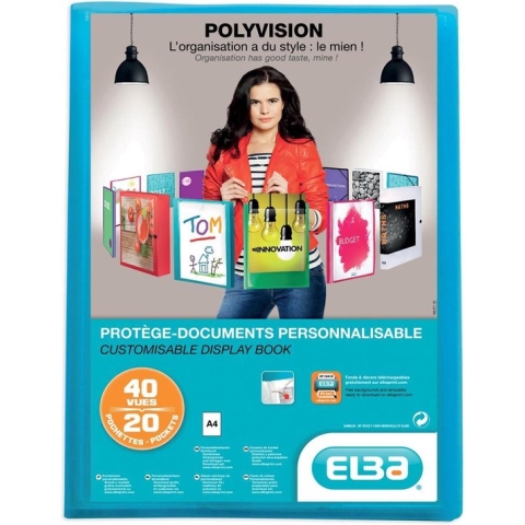 Elba Polyvision Showalbum, A4, 20 tassen, blauw