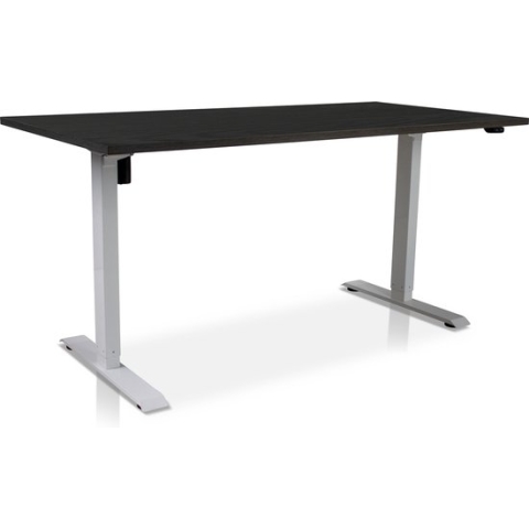 Zit-sta bureau elektrisch verstelbaar - MRC EASY | 160 x 80 cm | frame wit - blad zwart eiken