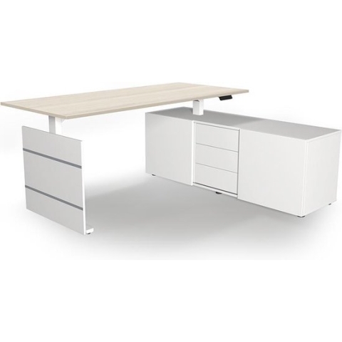 Zit sta bureau Move-3 esdoorn 180cm elektrisch met archiefkast