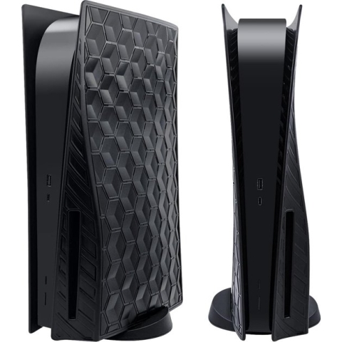 Equivera Faceplates Geschikt voor Playstation 5 Disk Edition - Console Skin Cover - Premium Faceplate - Cover Plate - Plates - Game Accessoires voor PS5 - Hive Black