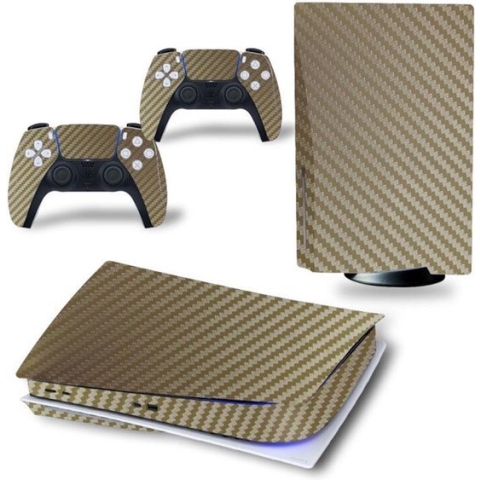 Gadgetpoint | Console & Controllers Stickers | Carbon | Goud | Bescherming Skin | Grip | Geschikt voor PS5 - Playstation 5 | Sinterklaas & Kerst Cadeau | Kerstmis