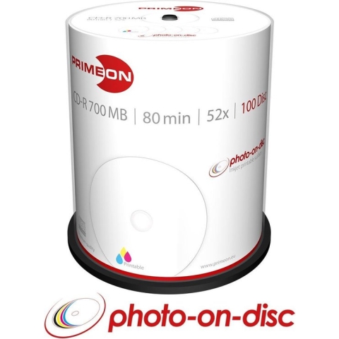 Primeon CD-R 700 MB Inkjet Printable 100 stuks