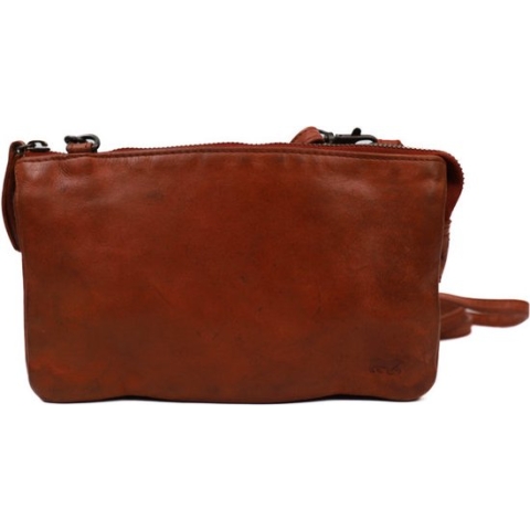 Bear Design Uma Leren Schoudertas / Crossbodytas - Roestbruin