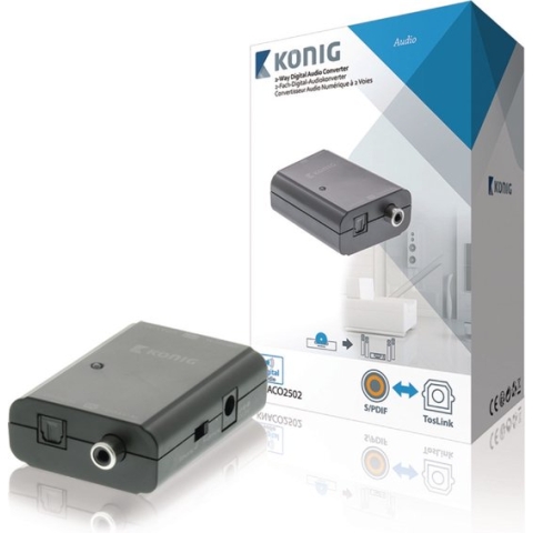 Digital Audio Converter 1x TosLink Female + 1x S/PDIF (RCA) Female - 1x TosLink Female + 1x S/PDIF (RCA) Female Dark Grey