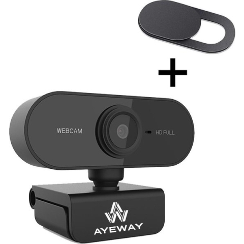 AyeWay Full HD Webcam - Incl. Privacy Cover - Webcam voor PC  - Werk & Thuis - Windows & Mac