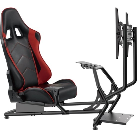 Racestoel cockpit simulator - volledig verstelbaar met beeldscherm bevestiging