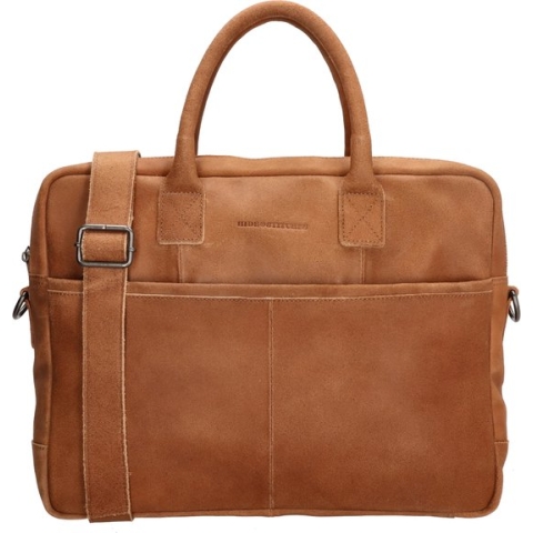 Hide & Stitches Hunter Leren Laptoptas - 15,6 inch - Cognac