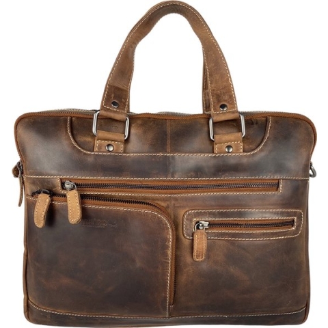 Laptoptas - Messenger Bag - 15.6 inch - Buffelleer - Leer - Cognac - Arrigo - Handtas - Crossbody Tas Dames