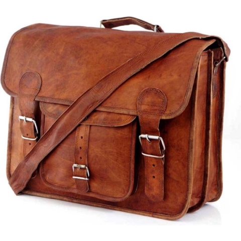 Laptoptas 16 inch  – Vintage Look Messengertas Terra cotta Leer - Schoudertas  A4 Granada