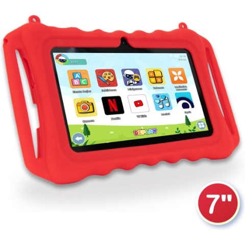 DEPLAY Kids Tablet LITE (7'') - Kindertablet - Tablet Kinderen - Speelgoed 4 jaar - Ouder Control App - 3000 Mah Batterij - Screenprotector & Beschermhoes - Android 12 – 7 Inch - Rood