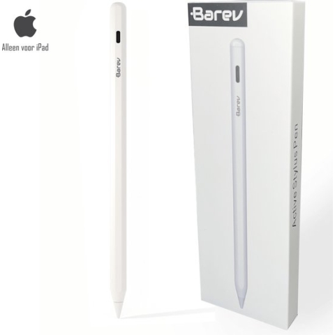 Barev Stylus pen | Voor iPads vanaf 2018 | iPad pen | Active Styluspen | Alternatief Apple Pencil | Palm rejection | Met 2 extra punten | Magnetic & USB C Opladen