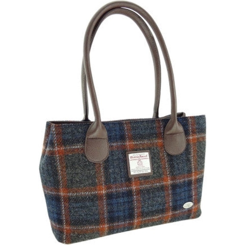 Glen Appin Harris Tweed Schoudertas Cassley Grijs met Roestbruin (Grey and Rust) - Made in Scotland