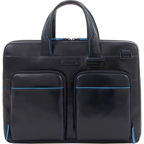 Piquadro Laptoptas / Werktas / Aktetas - 13 inch - Leer - Blue Square Revamp - Blauw