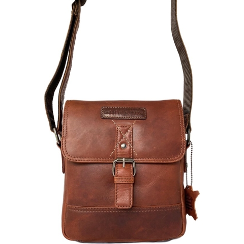 Louis Wallis leren tas heren bruin schoudertas heren - crossbody tas heren schoudertassen - mannen cadeautjes cadeau voor man