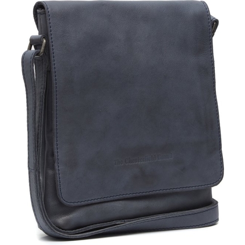 The Chesterfield Brand Leren Schoudertas Navy Duncan