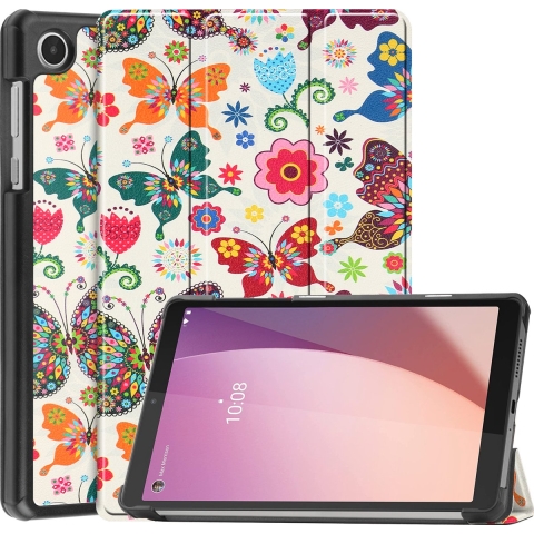 Case2go - Tablet Hoes geschikt voor Lenovo Tab M8 4th Gen (8 Inch) - Tri-Fold Book Case - Vlinder