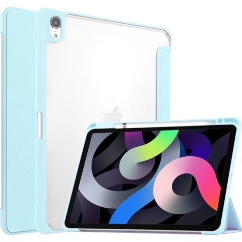 Case2go - Tablethoes geschikt voor iPad Air 10.9 2020/2022 - Transparante Case - Tri-fold Back Cover - Mint Groen