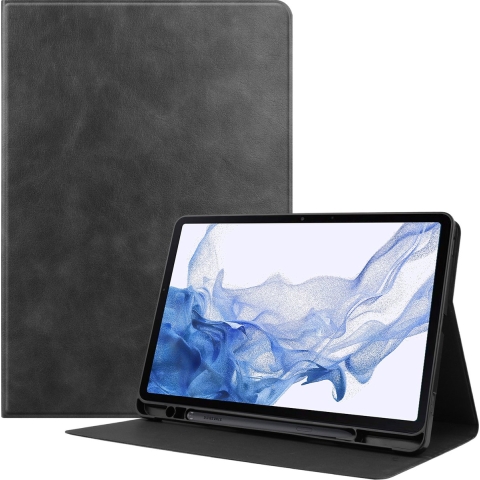 Case2go - Hoes geschikt voor Samsung Galaxy Tab S8 (2022) - PU Leer Folio Book Case - Zwart