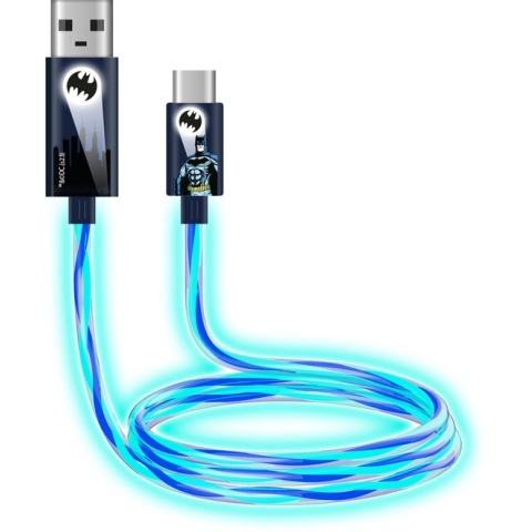 Batman - Light-Up oplaadkabel - MFI - verschillende kleureffecten - 120cm lang