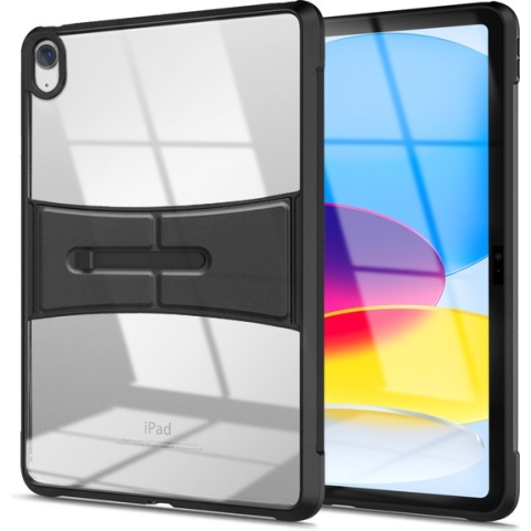 Tablet Hoes geschikt voor Apple iPad Pro 11 (2022 / 2021 / 2020 / 2018) - Met Standaard en Styluspen Houder - Beschermende Randen - Transparant / Zwart