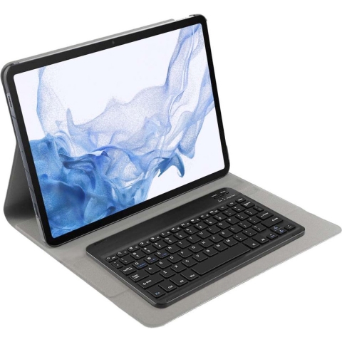 Samsung Galaxy Tab S8+ Toetsenbord Hoes hoesje - Just in Case - Effen Zwart - Kunstleer