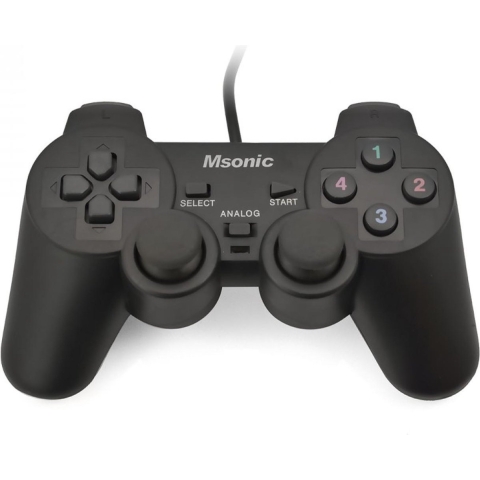 Gamepad Msonic MN3329BK zwarte vibratiefunctie, 10 knoppen