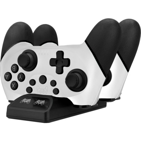 Octronic Pro Controller Set - 2 x bluetooth game controller met oplaadstation - geschikt voor Nintendo Switch - wit/zwart